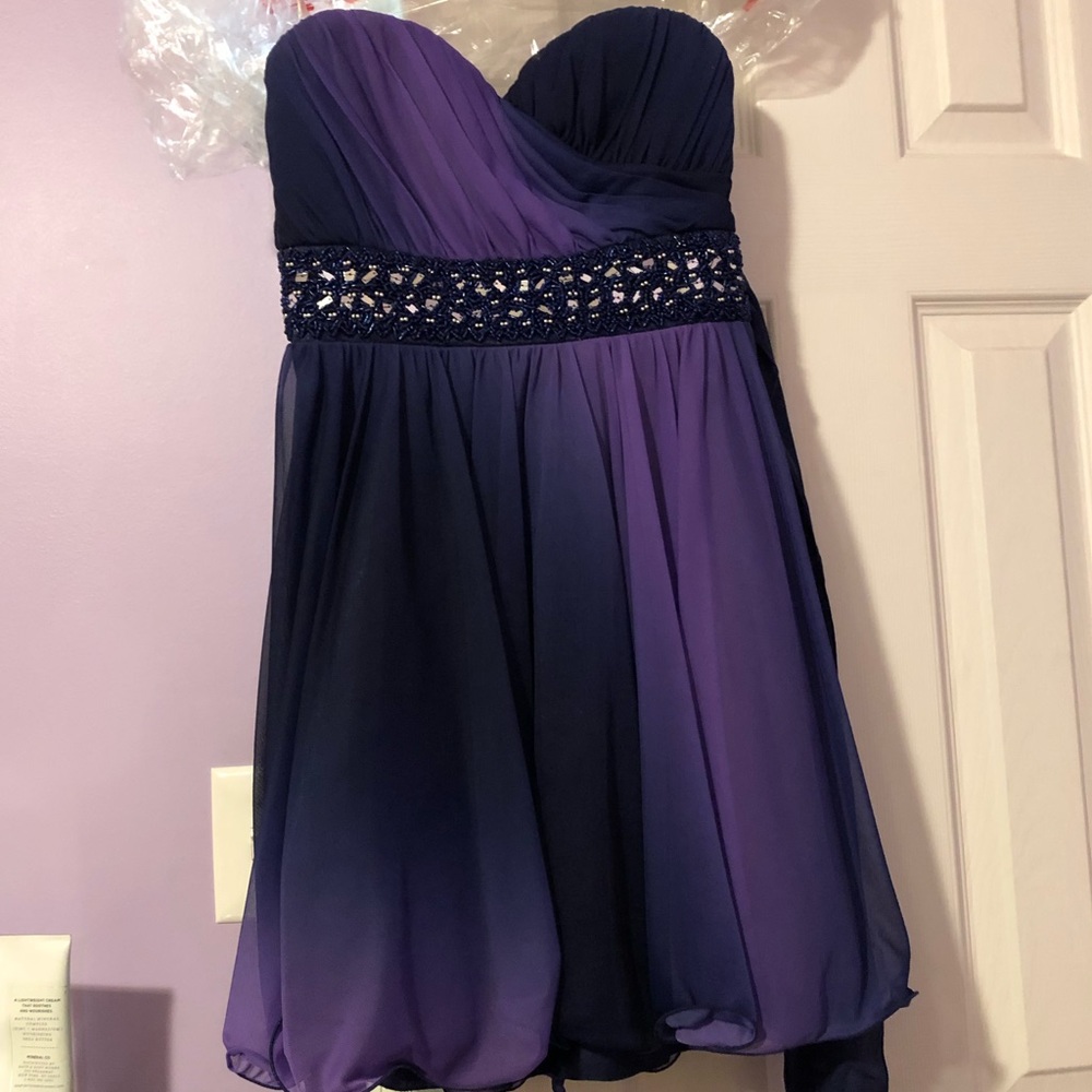 Purple gradient formal mini dress